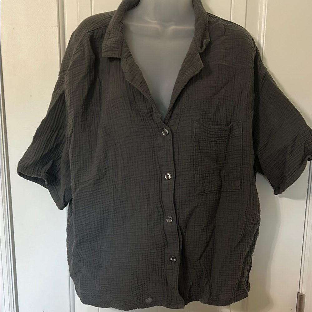Stars Above Gray Pajama Top Relaxed Fit